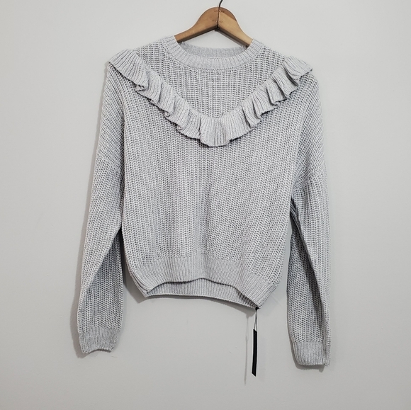 NWT Blank NYC Rum and Ruffles Gray Sweater - Picture 1 of 3
